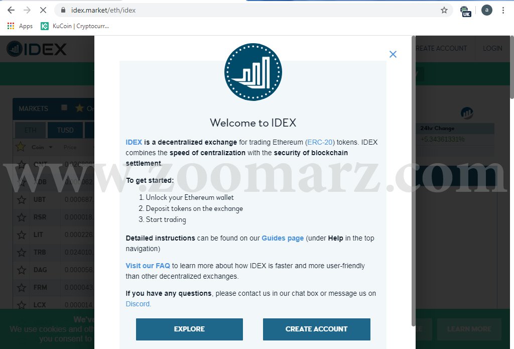 ساخت اکانت در صرافی idex
