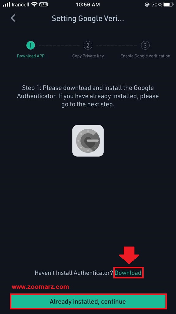 انتخاب گزینه Already installed ،continue