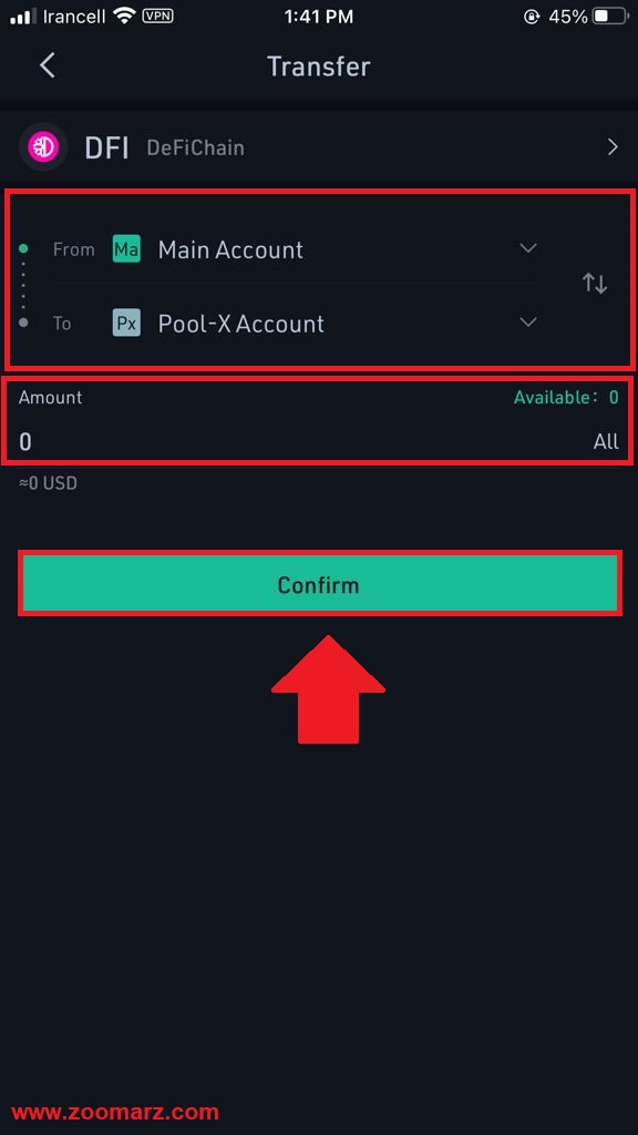 استیک کردن در فیلد Amount