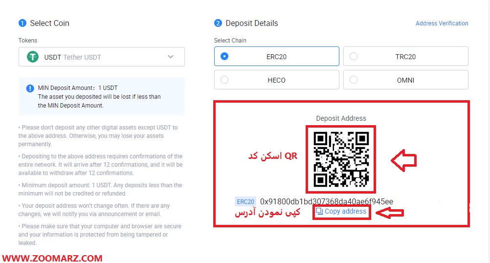 شما می توانید آدرس را کپی نموده و یا کد QR آن را کپی نمایید