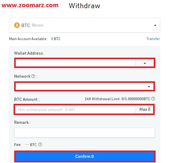 پس از تکمیل فیلدها بر روی گزینه Confirm کلیک کنید
