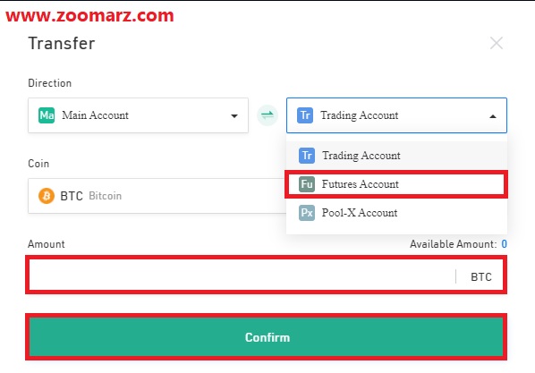 کلیک بر روی فلشی که در تصویر زیر می بنید، Futures Account را انتخاب کنید