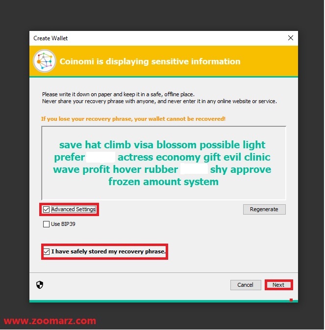 برای بازیابی روی گزینه Restore wallet کلیک کنید