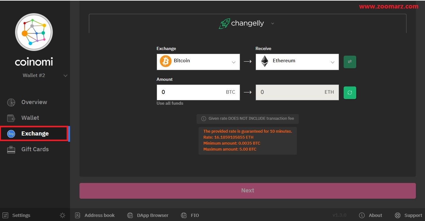 انجام تراکنش در صرافی Changelly