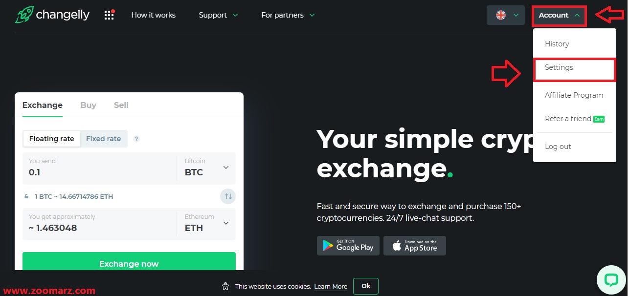 تایید هویت دو عاملی در صرافی چنجلی Changelly