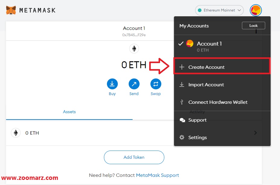 گزینه " Create Account " را انتخاب نمایید