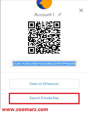 برای بدست آوردن کلید خصوصی روی گزینه "Export Private Key" کلیک کنید