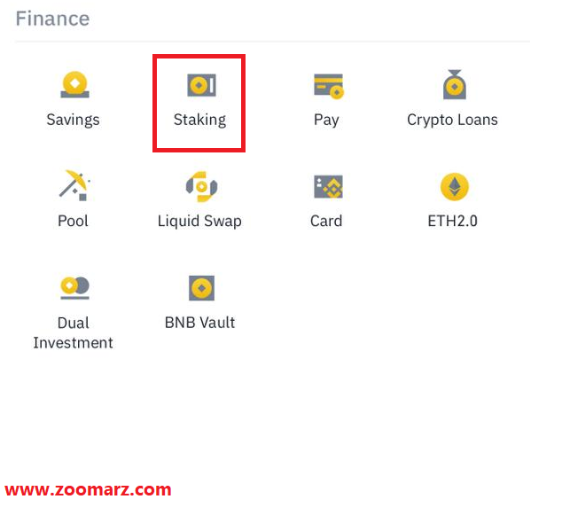 در قسمت Finance گزینه Staking را انتخاب نمایید