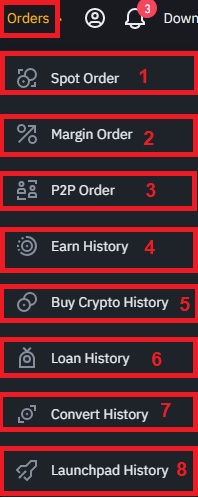 قسمت Orders