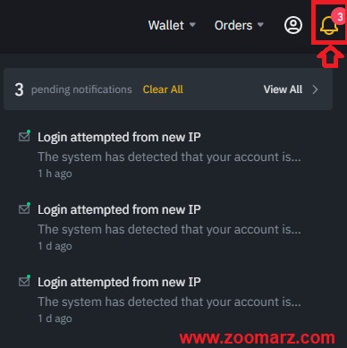 قسمت اعلانات Notifications