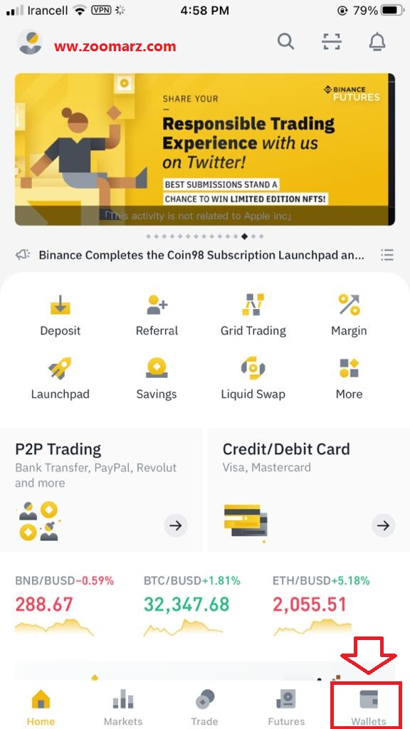 گزینه " Wallets " را انتخاب نمایید