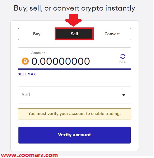 با تب Sell می توانید ارز مورد نظر خود را به فروش برسانید