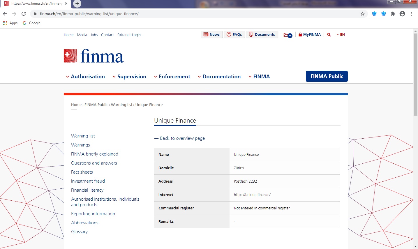 نگاهی به یونیک فاینانس در سایت Finma