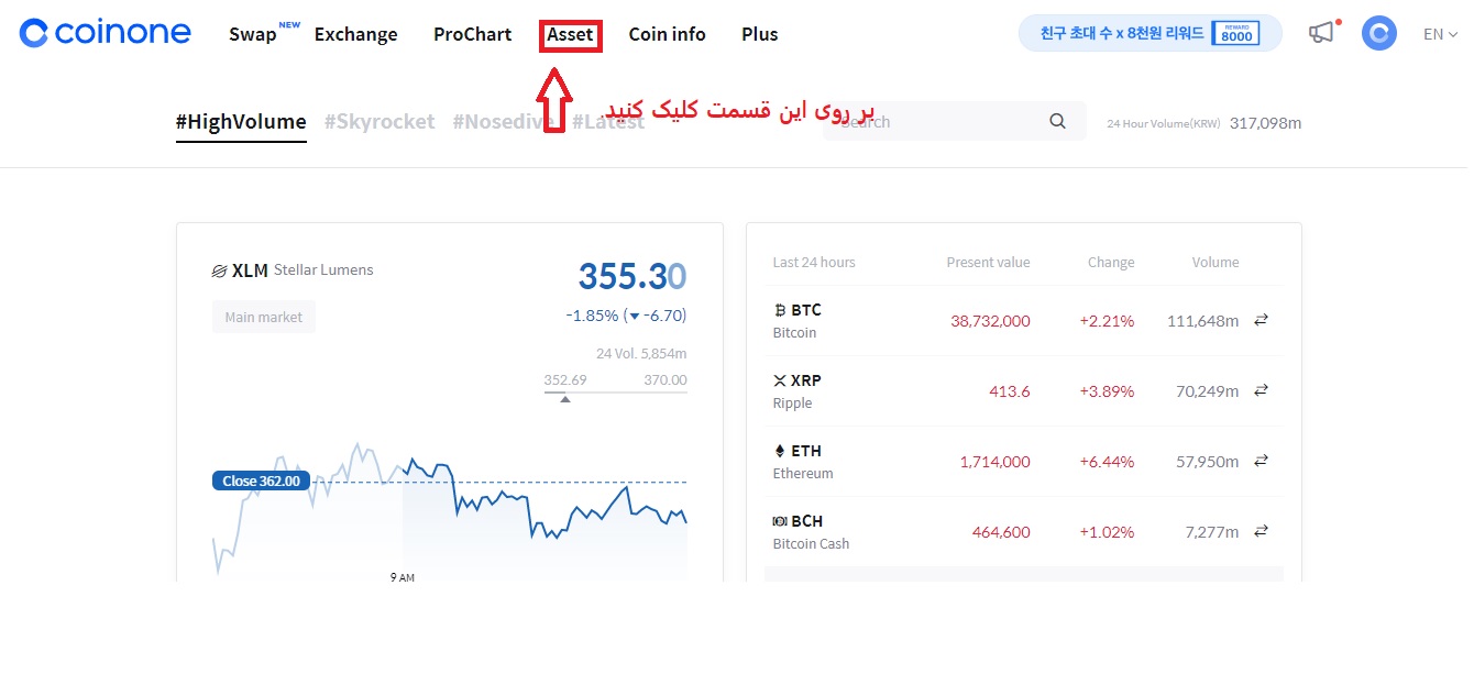 نحوه واریز به حساب در صرافی Coinone
