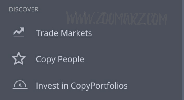 منو discover در etoro