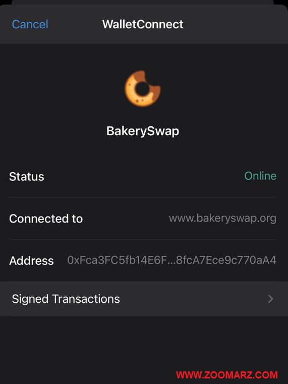 اتصال کیف پول به صرافی بیکری سواپ