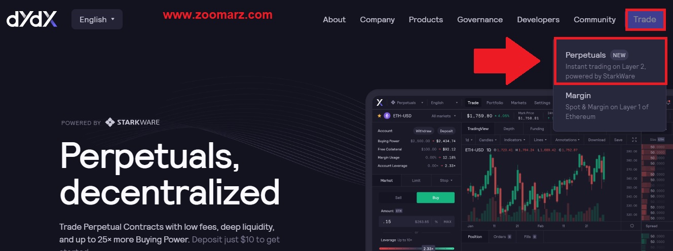 گزینه Trade را انتخاب کنید