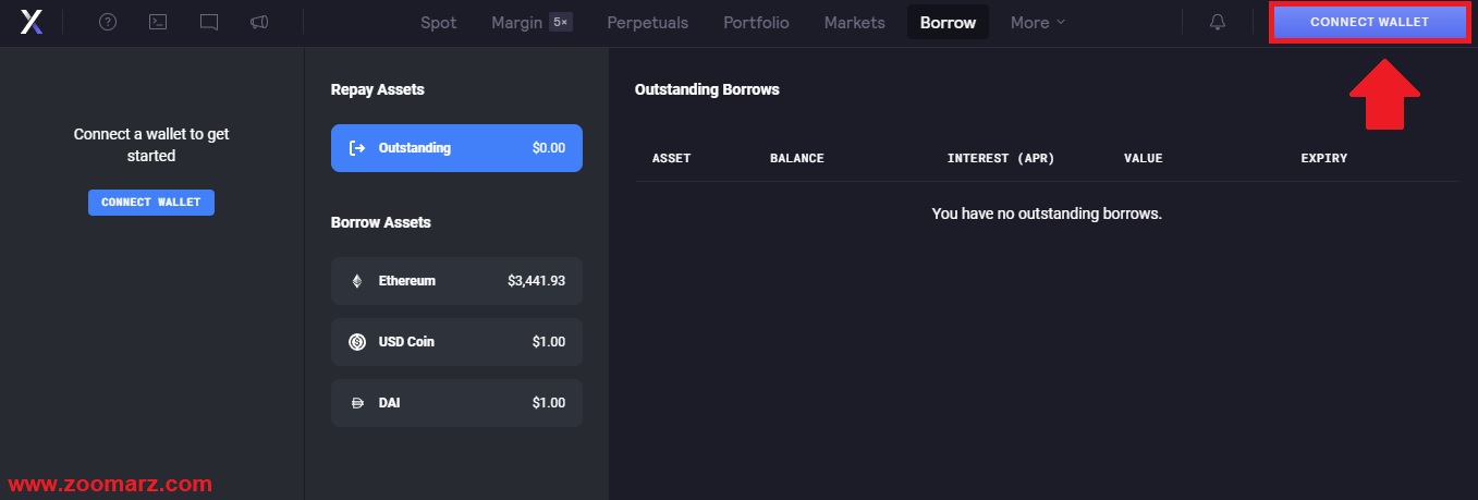گزینه " Connect Wallet " را انتخاب کنید