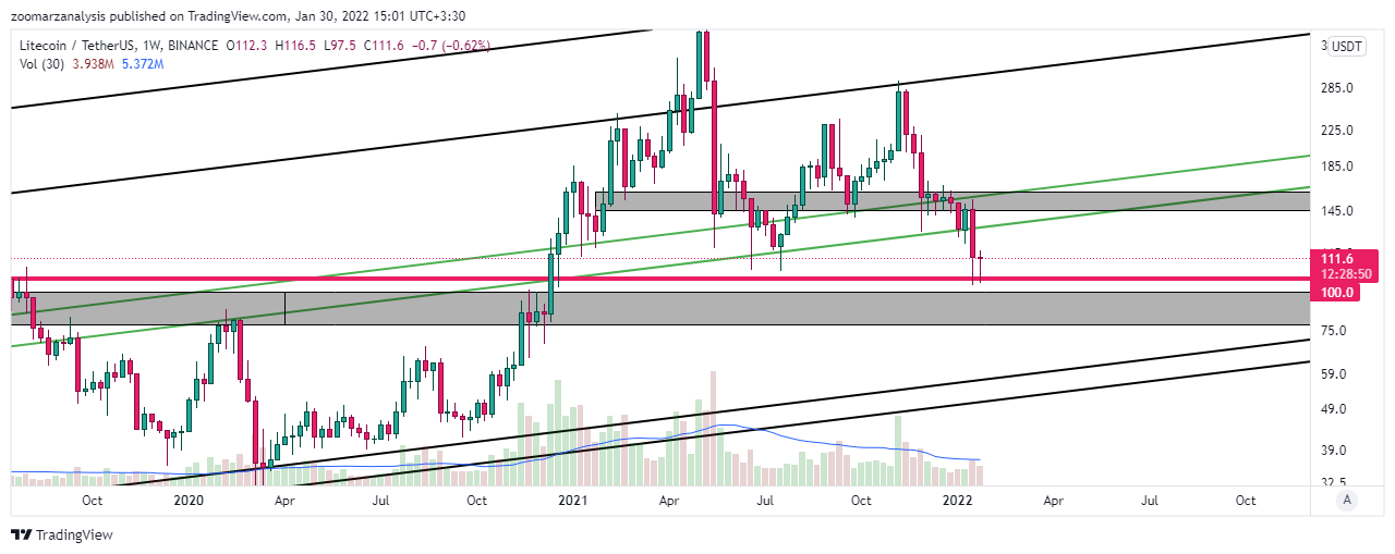 تحلیل لایت کوین LTC امروز 10 بهمن 1400 بازه زمانی هفتگی