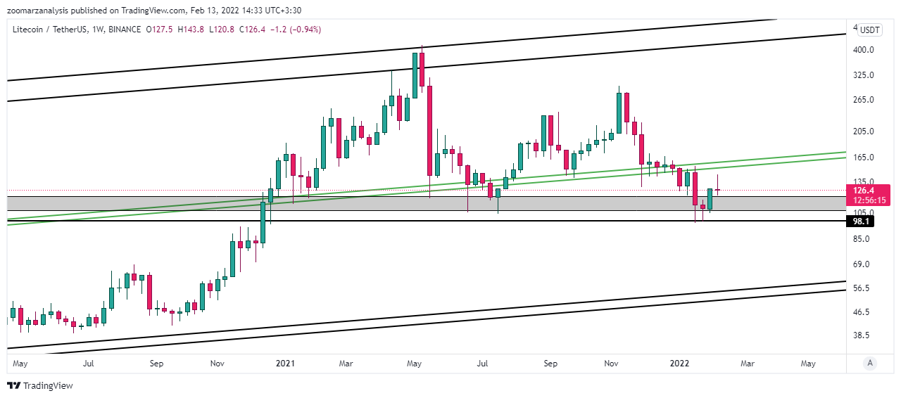 تحلیل لایت کوین LTC امروز 24 بهمن 1400 بازه زمانی هفتگی