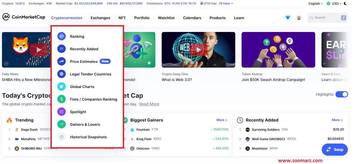 معرفی گزینه Cryptocurrencies