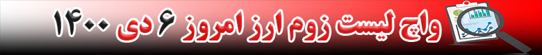 واچ لیست زوم ارز در تاریخ 6 دی 1400
