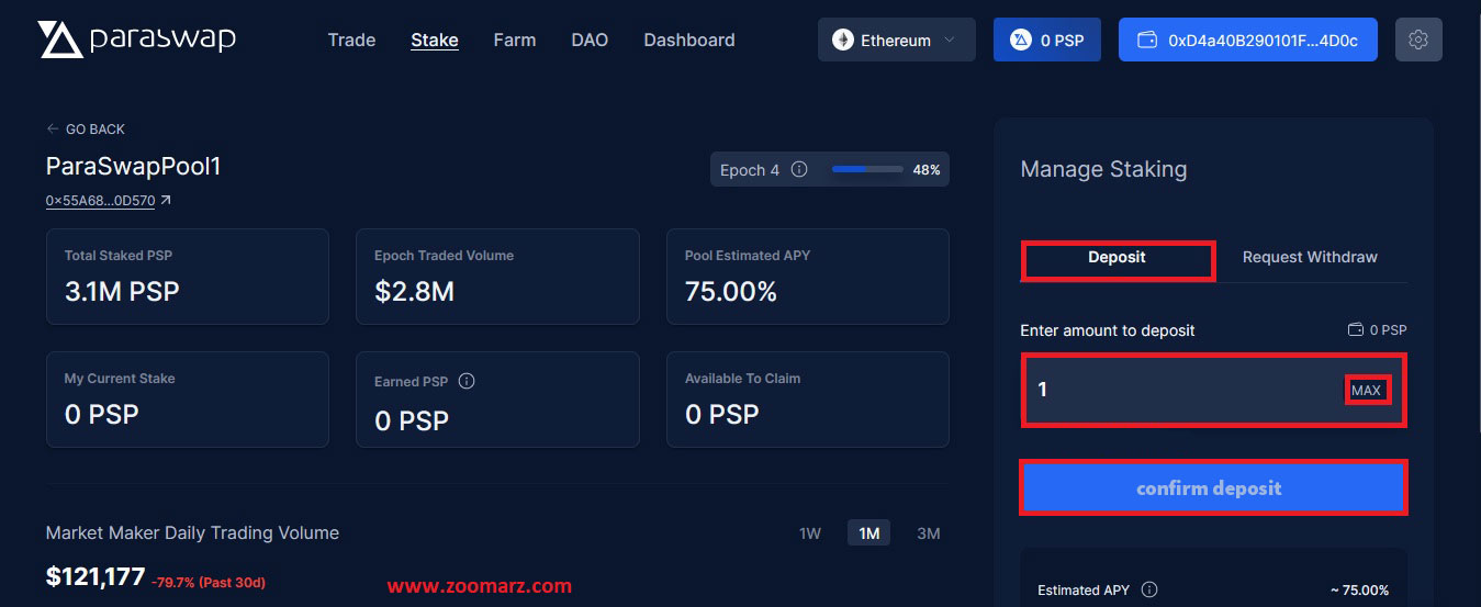 گزینه "Confirm deposit" تایید نمایید
