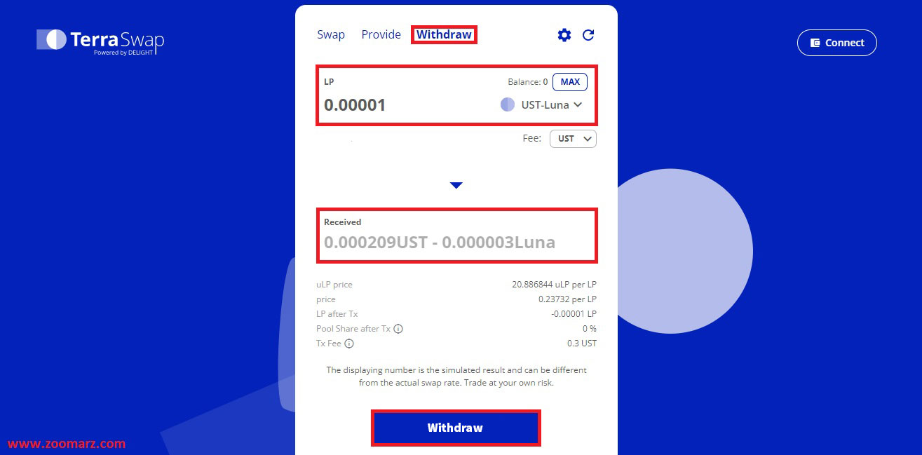 آموزش برداشت توکن تامین نقدینگی LP در صرافی تراسواپ