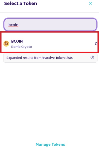 BCOIN را در بخش مشخص شده جستجو می کنیم