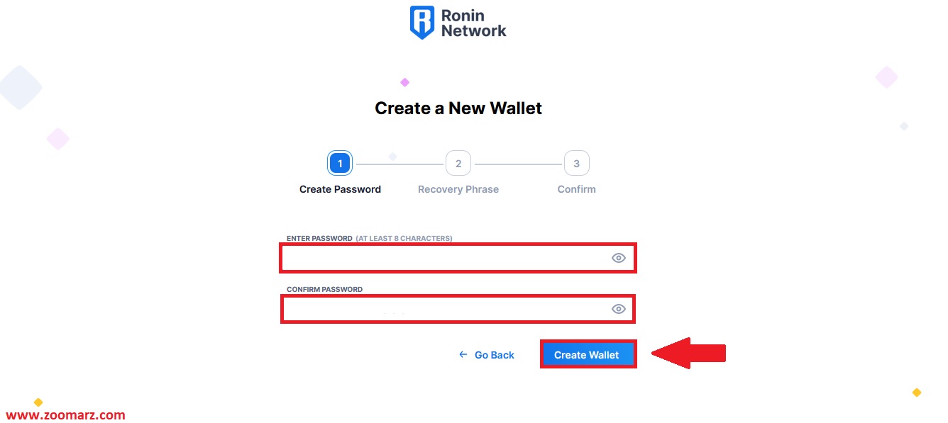 برای کیف پول خود رمز ایجاد کنید
