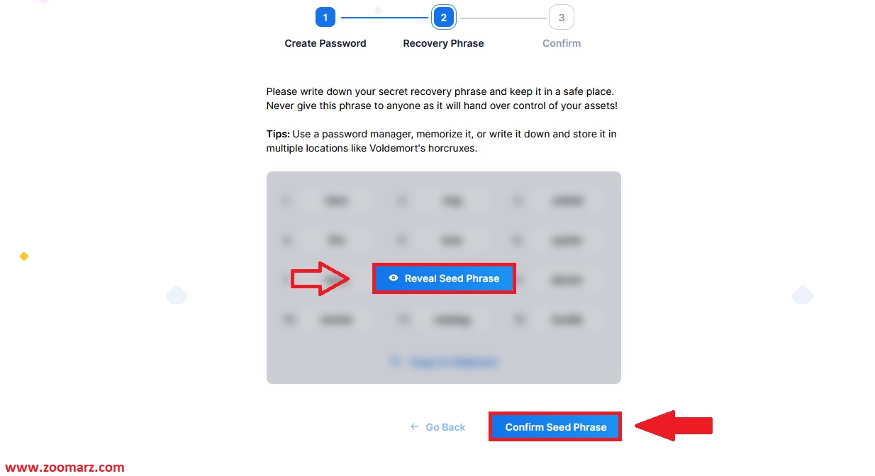 عبارات بازیابی کیف پول