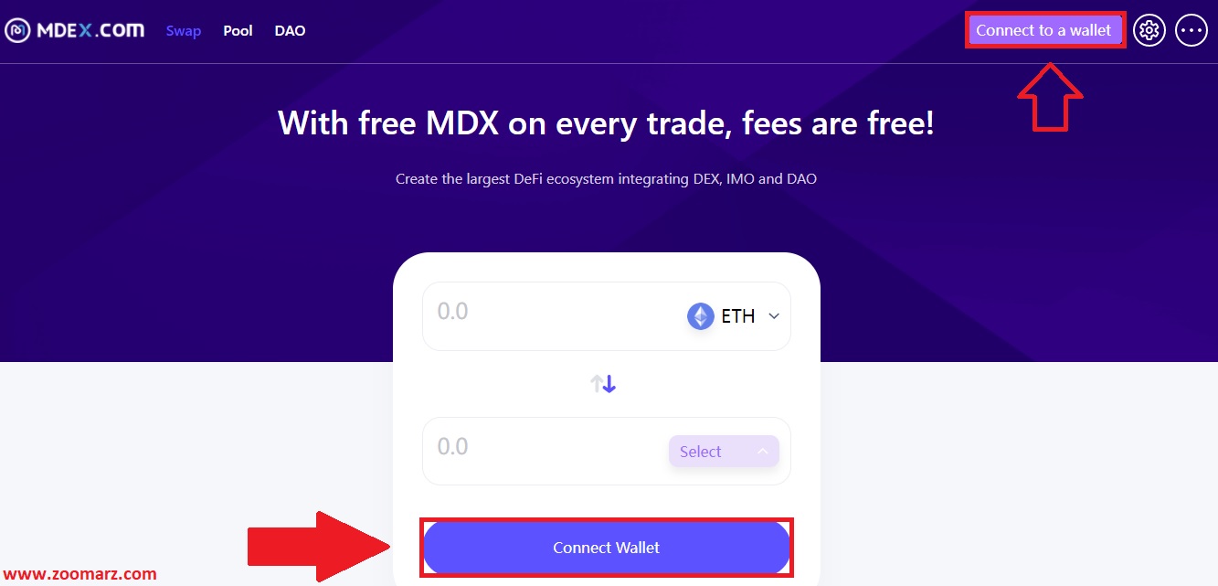 در صورتی که قبلا کیف پولی را متصل نکرده اید، از گزینه "Connect Wallet" استفاده کنید