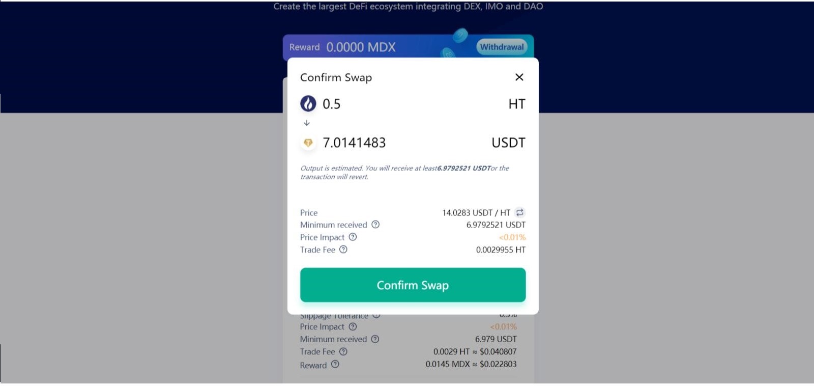 گزینه "Confirm Swap" را انتخاب نمایید