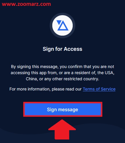 روی گزینه "Sign message" کلیک کنید