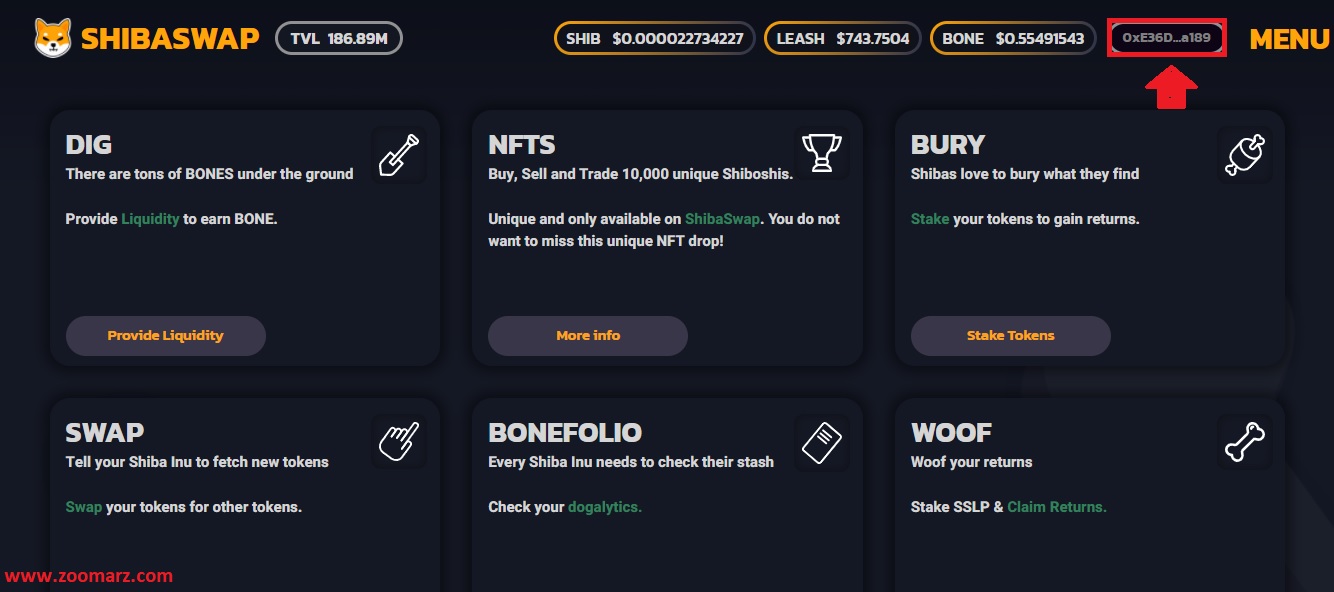 اتصال کیف پول در صرافی شیبا سواپ