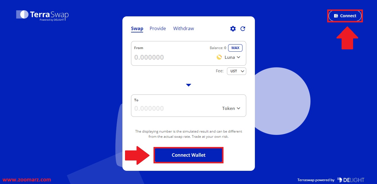 نحوه اتصال کیف پول به پلتفرم تراسواپ TerraSwap