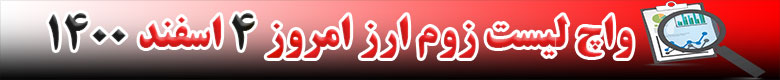واچ لیست زوم ارز در تاریخ 4 اسفند 1400