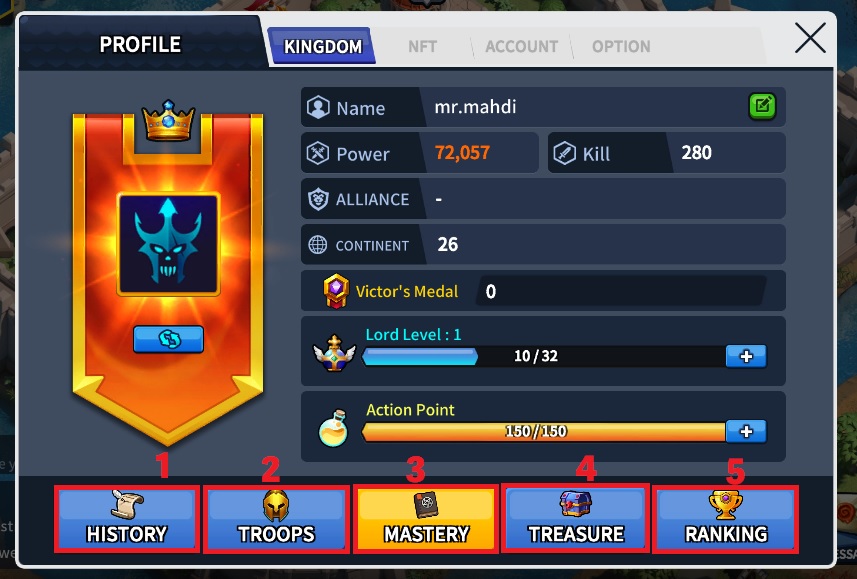 معرفی بخش پروفایل در بازی League of Kingdoms