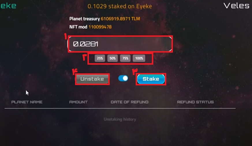 بخش استیکینگ بازی Alien Worlds