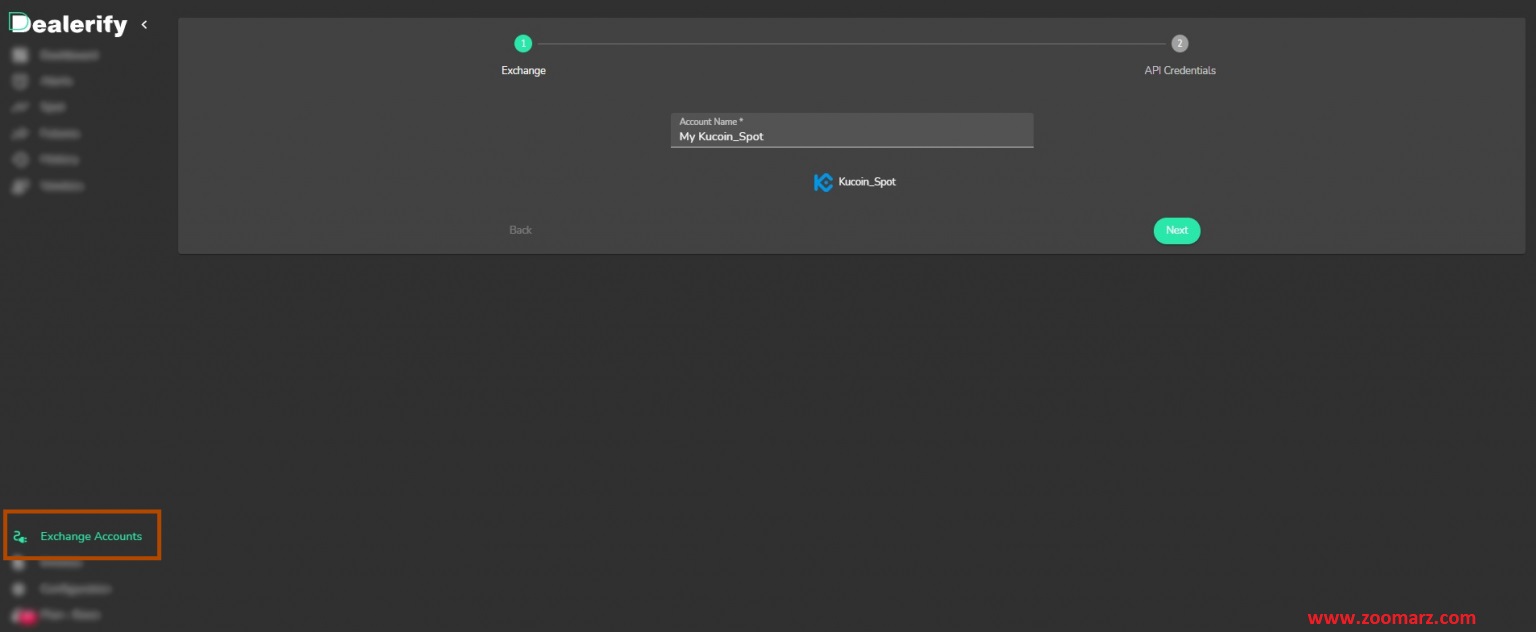 گزینه Kucoin-spot را انتخاب کنید.