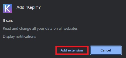 روی گزینه Add extension کلیک کنید