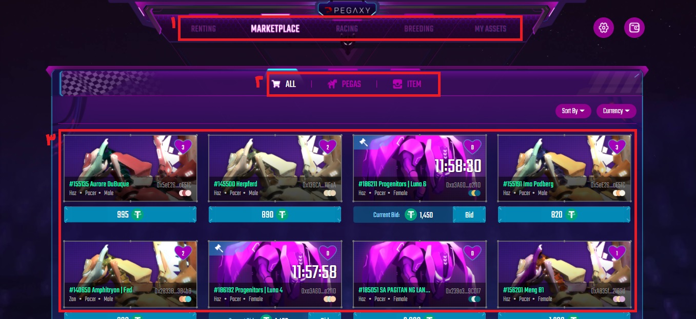 مارکت یا Marketplace بازی پگاکسی