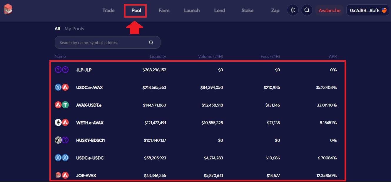 در مرحله اول گزینه "Pool" را از بالای صفحه انتخاب نمایید