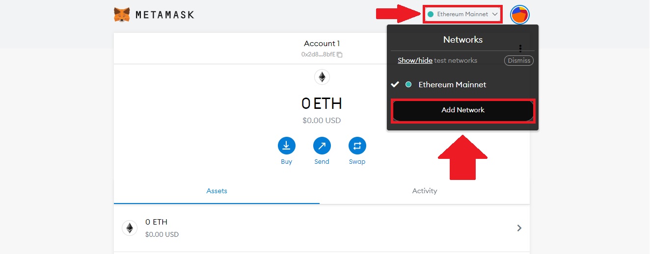 روی گزینه "Add Network" کلیک کنید.