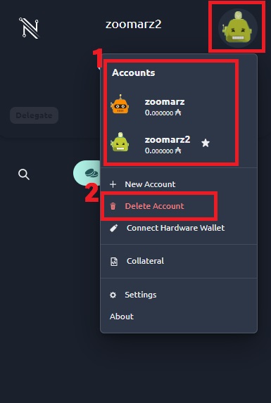 روی گزینه Delete account کلیک کنید