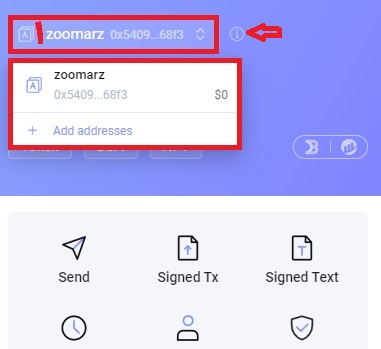 برای مشاهده ی QR Code کیف پول خود روی قسمت مشخص شده کلیک کنید