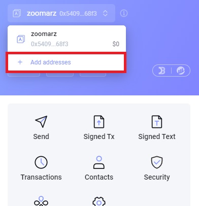 روی گزینه Add addresses کلیک کنید
